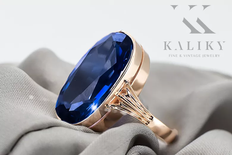 Ring Saphir Originales Vintage-Roségold aus 14 Karat Vintage Schmuck vrc113r